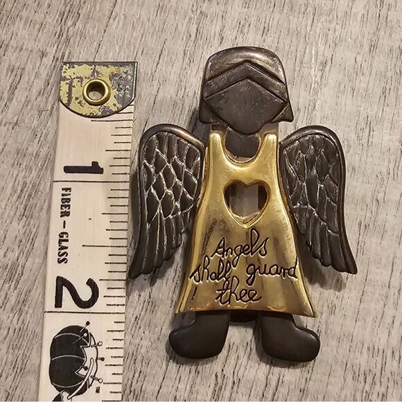 Vintage Metal Angel Money Clip Holder Angels Shall Guard Tree - Picture 7 of 9
